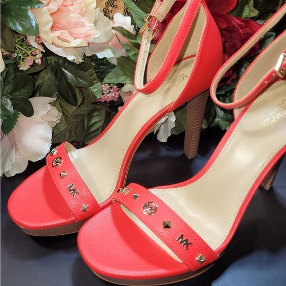 Michael Kors Sangria platform Sandal RED Leather NEW WITH DUSTBAG ❤️ - Picture 5 of 10